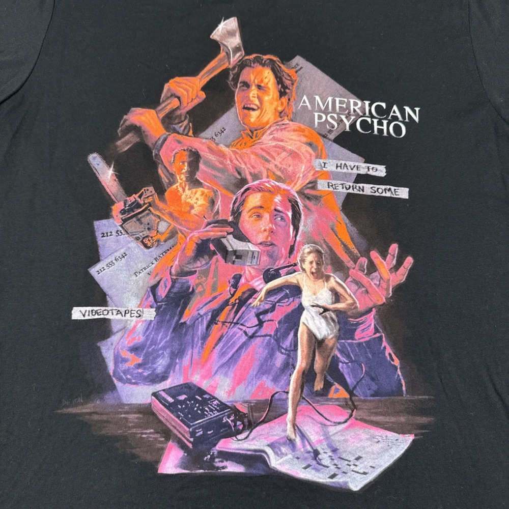 American Psycho Shirt Cavity Colors XXL Horror Rare Multi Scene